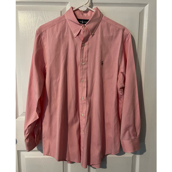 Men's RALPH LAUREN Pink Button Down Long Sleeve Dress Shirt 16 32/33 100% Cotton - Picture 1 of 9